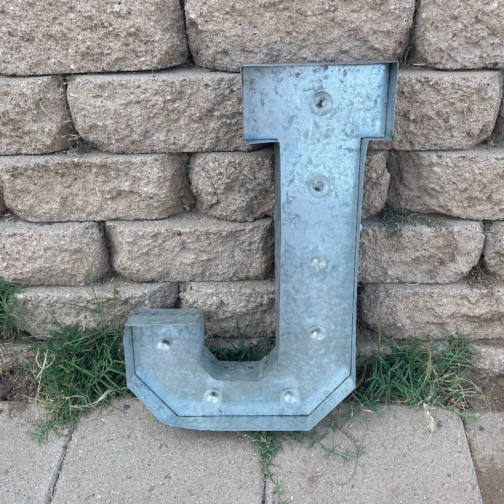 Light Up Metal "J" Sign